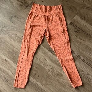 REI Women's Take Your Time 7/8 Orange Leggings High Rise Ankle Active Pockets